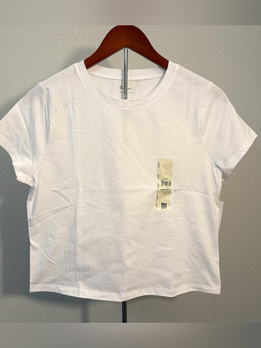 NWT No Boundaries White Crop Baby Tee Size S 4-6 Short Sleeve Cotton T-Shirt